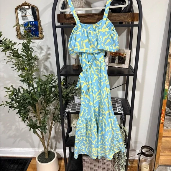 Derek Lam Blue and Yellow Maxi Dress - Picture 9 of 10